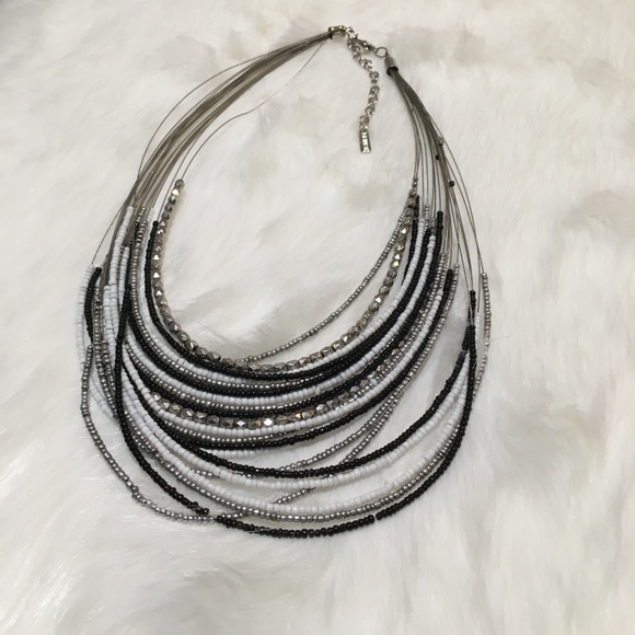 Joe Fresh 18-Strand Silver, Black, White Necklace - Picture 5 of 7
